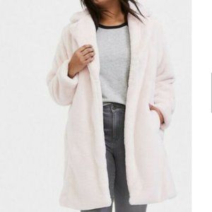Torrid Woman's Light Pink Faux Fur Plush Longline Coat - Size 0